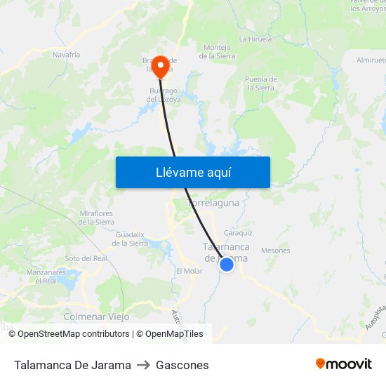 Talamanca De Jarama to Gascones map