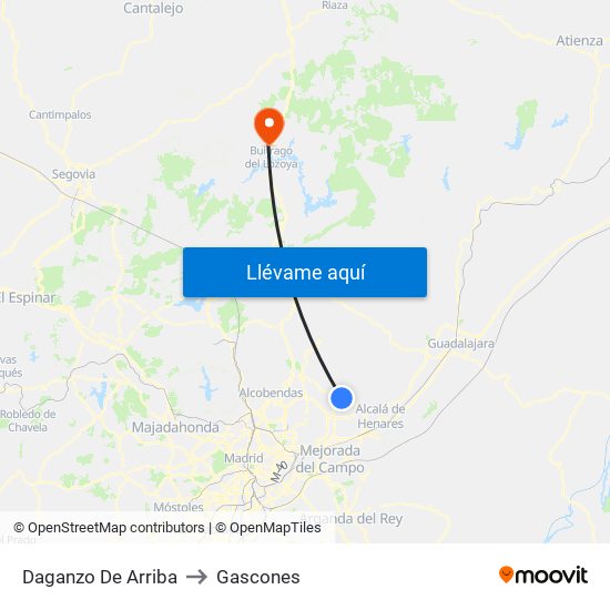 Daganzo De Arriba to Gascones map