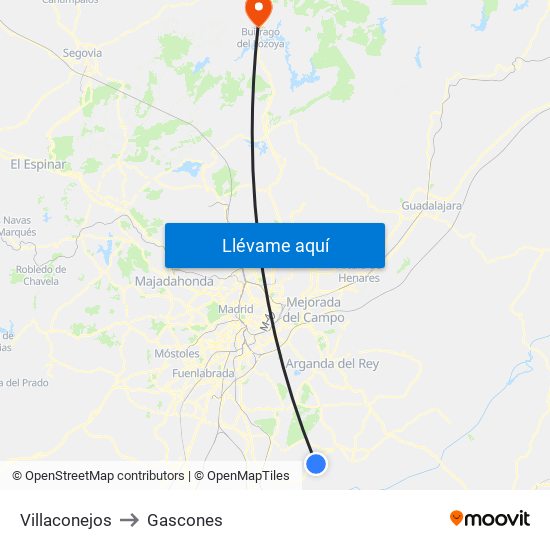 Villaconejos to Gascones map