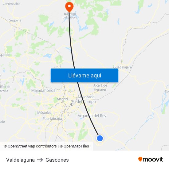 Valdelaguna to Gascones map