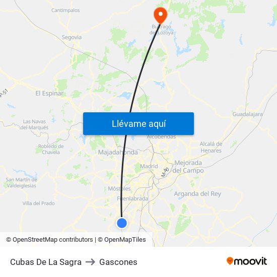 Cubas De La Sagra to Gascones map