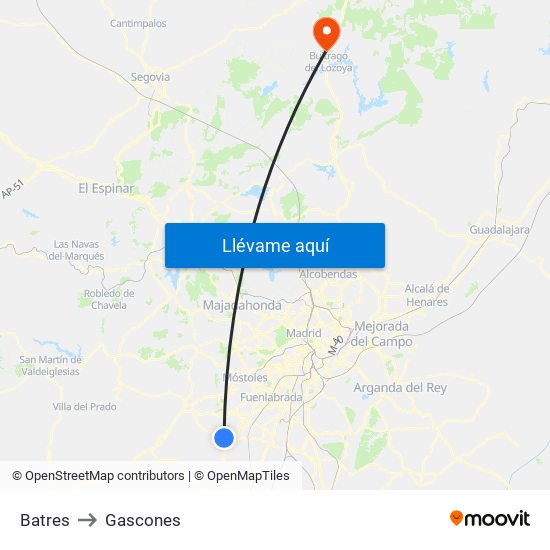 Batres to Gascones map