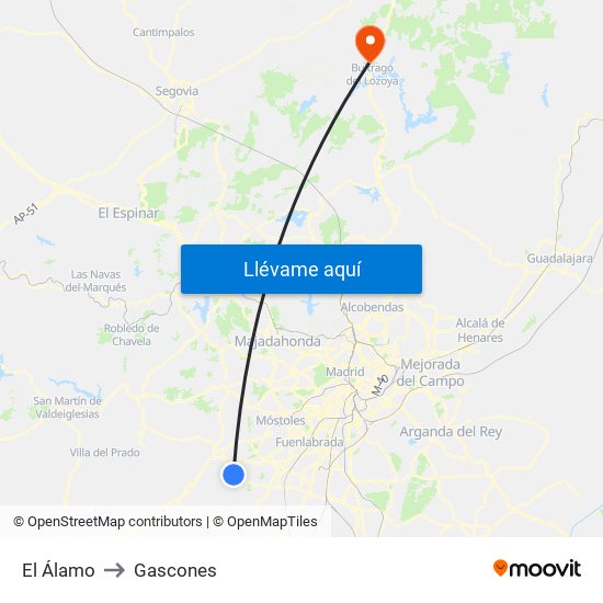 El Álamo to Gascones map