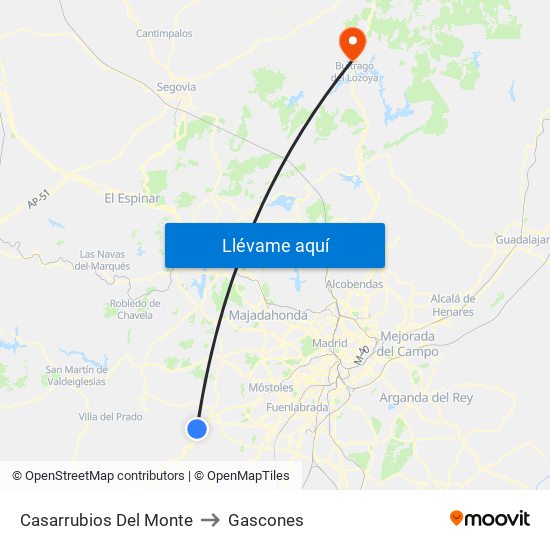 Casarrubios Del Monte to Gascones map