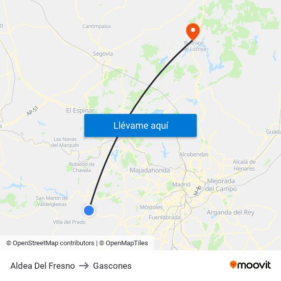 Aldea Del Fresno to Gascones map