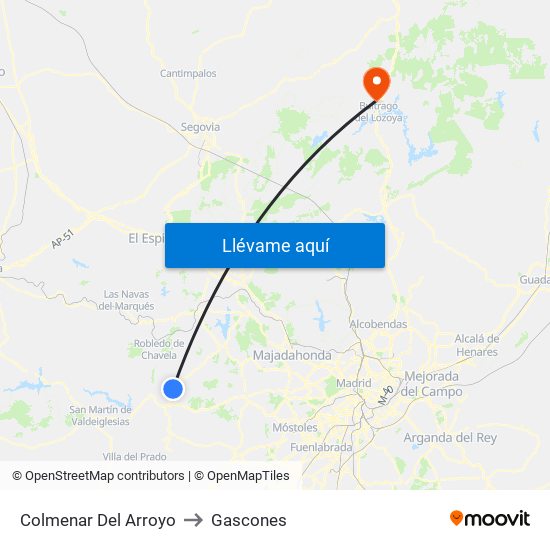 Colmenar Del Arroyo to Gascones map