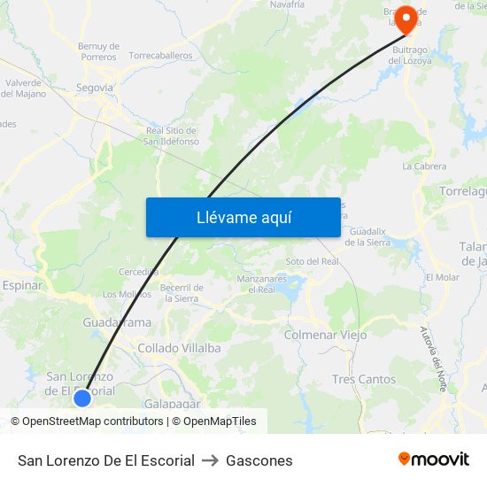 San Lorenzo De El Escorial to Gascones map
