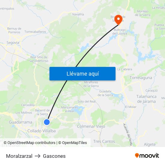 Moralzarzal to Gascones map