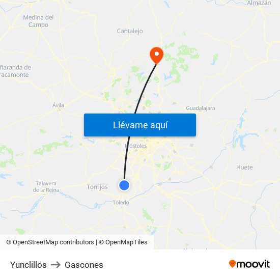 Yunclillos to Gascones map