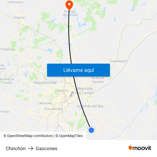 Chinchón to Gascones map