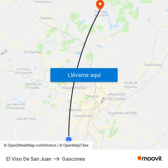 El Viso De San Juan to Gascones map
