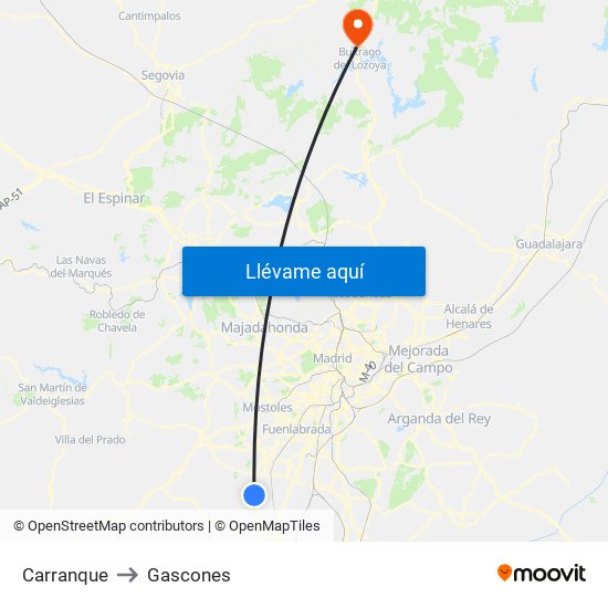 Carranque to Gascones map