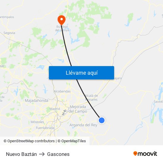 Nuevo Baztán to Gascones map