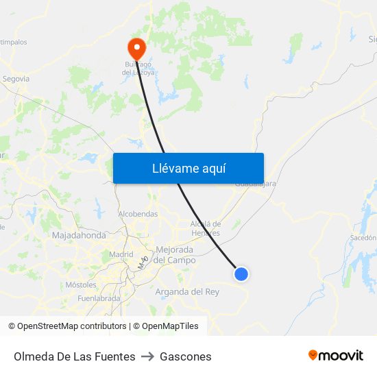 Olmeda De Las Fuentes to Gascones map