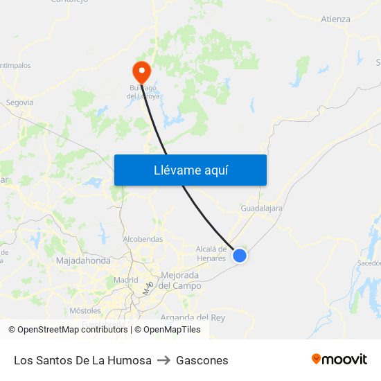 Los Santos De La Humosa to Gascones map