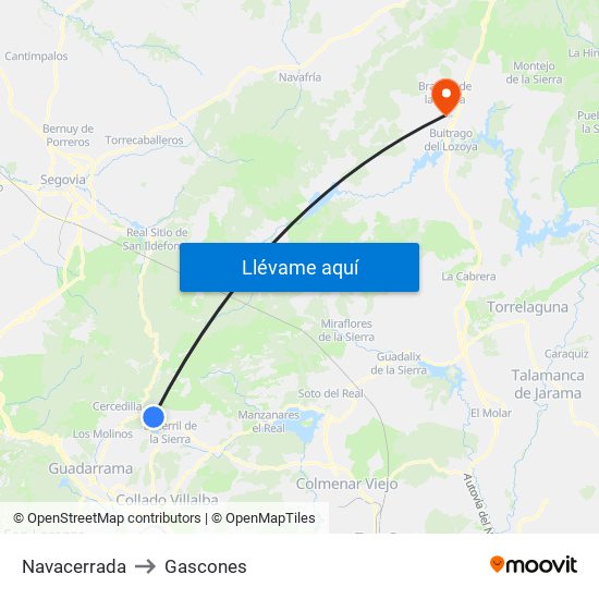 Navacerrada to Gascones map