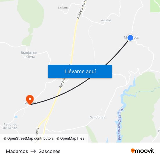 Madarcos to Gascones map