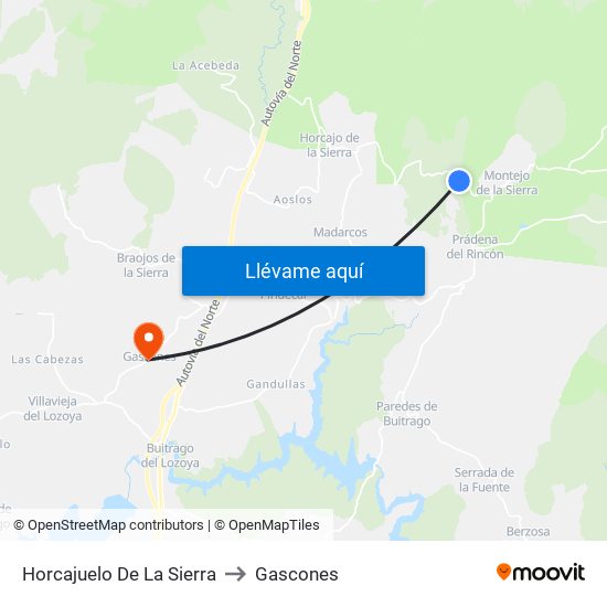 Horcajuelo De La Sierra to Gascones map