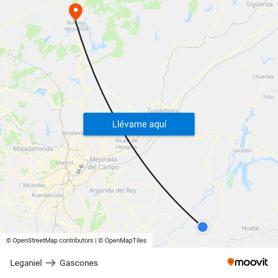 Leganiel to Gascones map