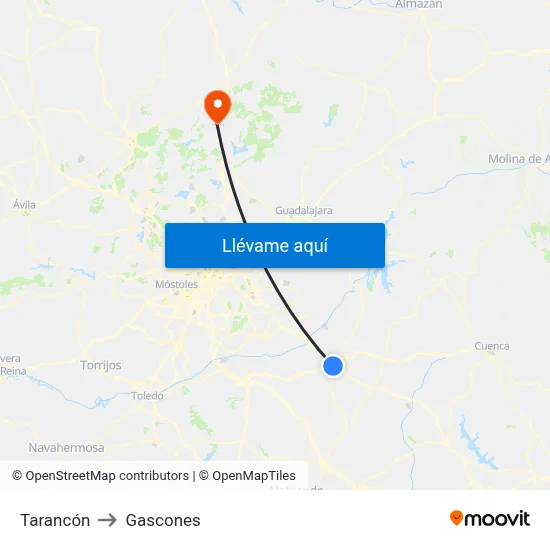Tarancón to Gascones map