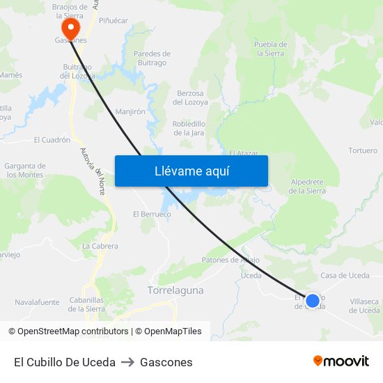 El Cubillo De Uceda to Gascones map