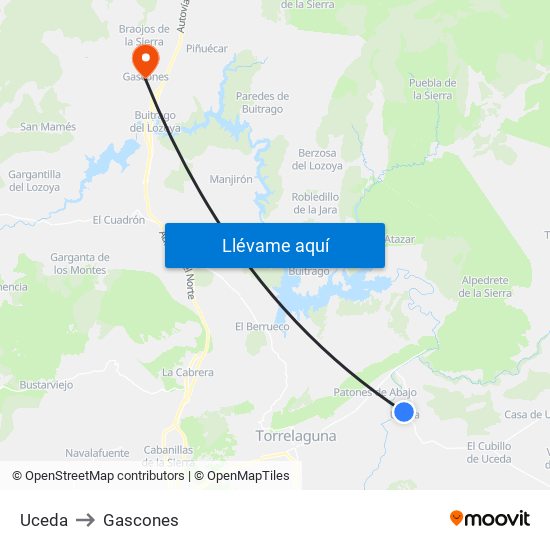 Uceda to Gascones map