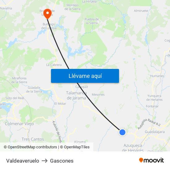 Valdeaveruelo to Gascones map