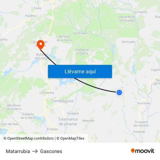 Matarrubia to Gascones map