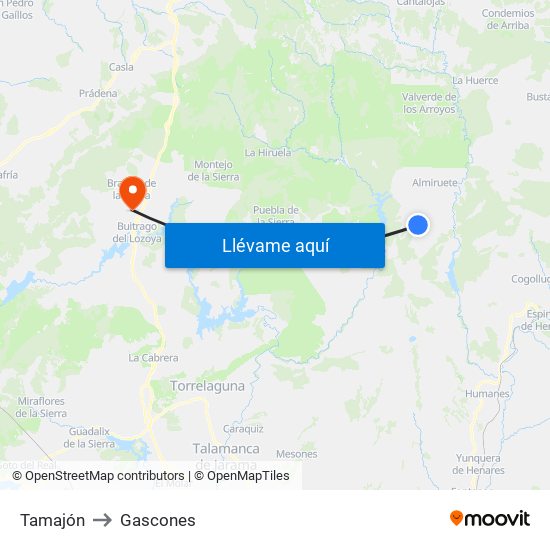 Tamajón to Gascones map
