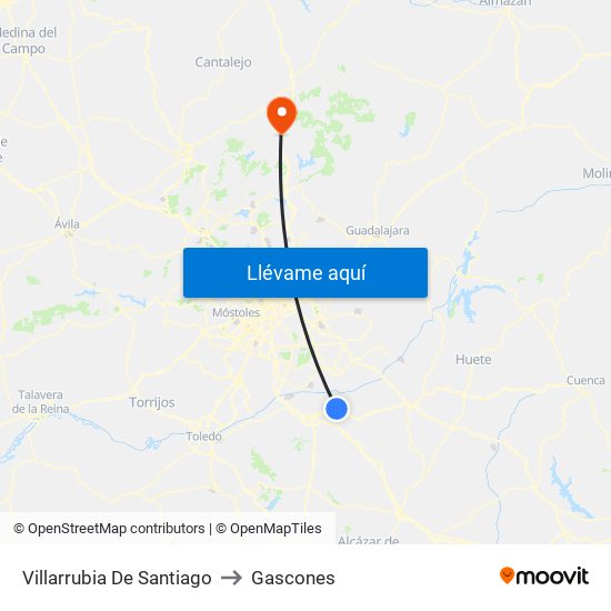 Villarrubia De Santiago to Gascones map