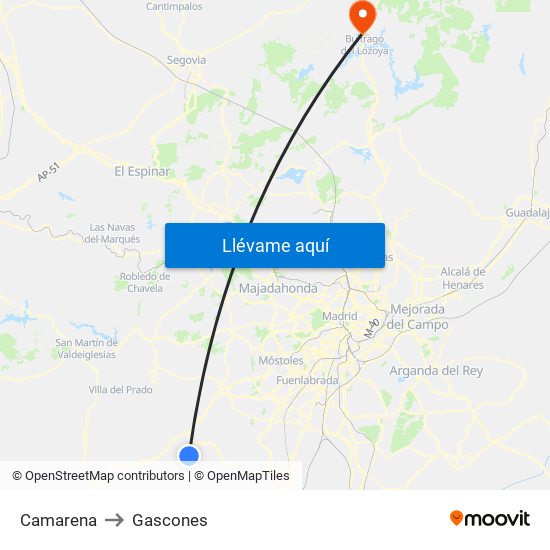 Camarena to Gascones map