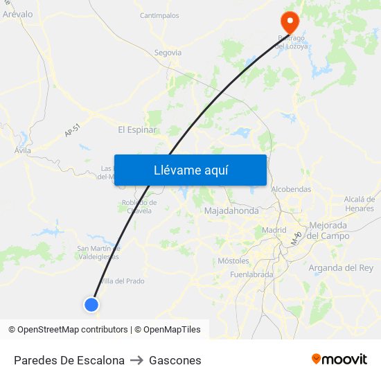 Paredes De Escalona to Gascones map