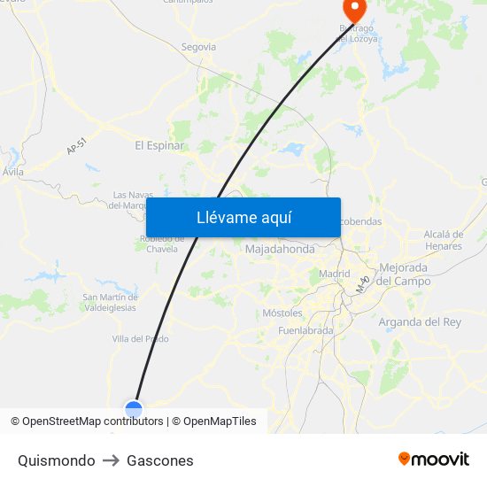 Quismondo to Gascones map