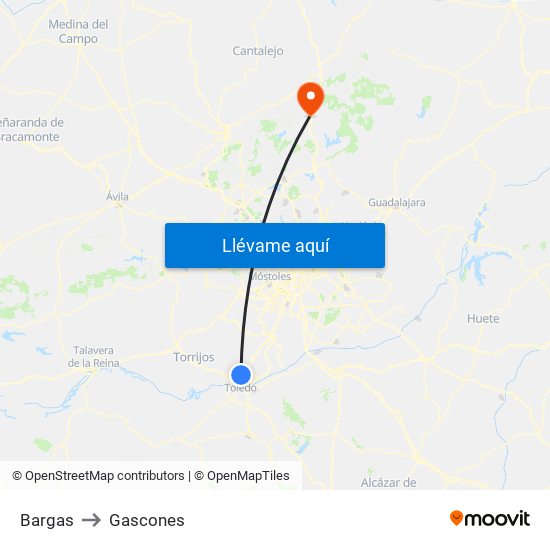 Bargas to Gascones map