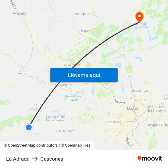 La Adrada to Gascones map