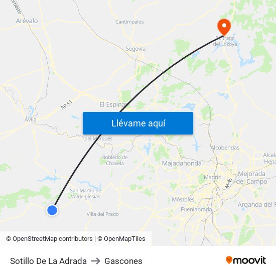 Sotillo De La Adrada to Gascones map