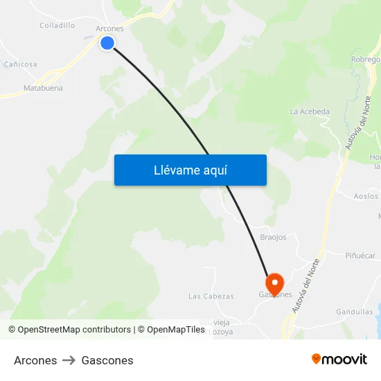 Arcones to Gascones map