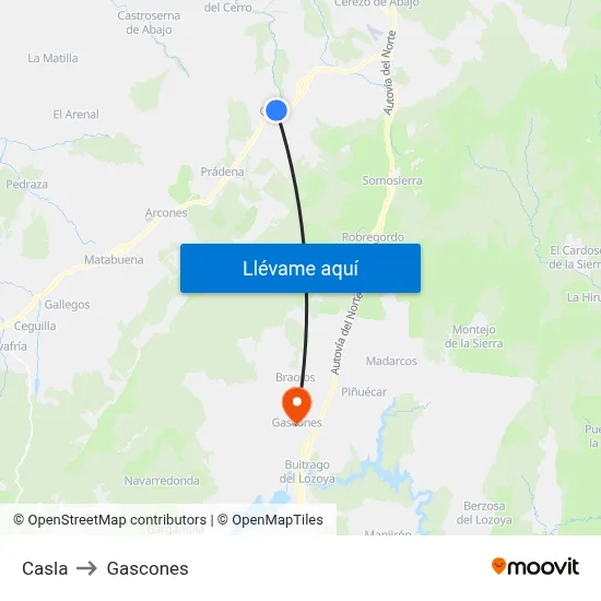 Casla to Gascones map