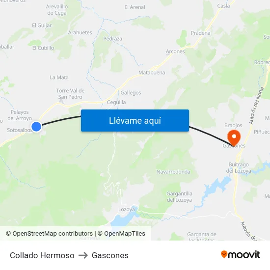Collado Hermoso to Gascones map