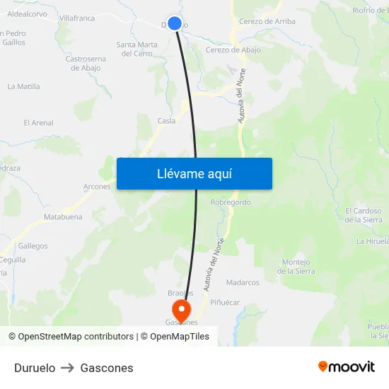Duruelo to Gascones map