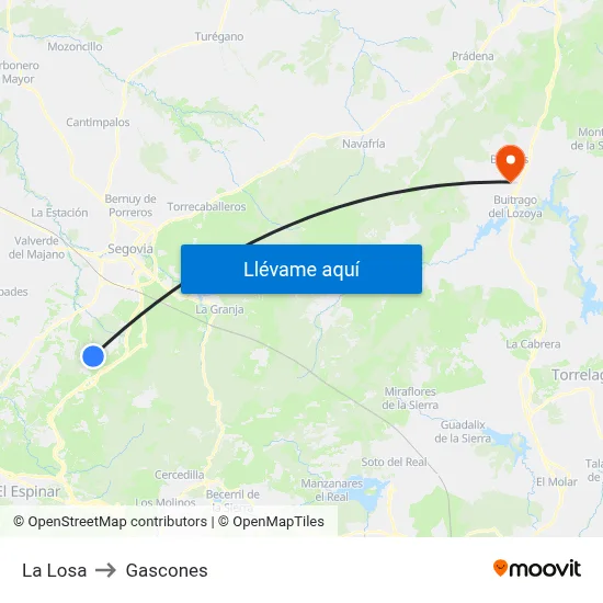 La Losa to Gascones map