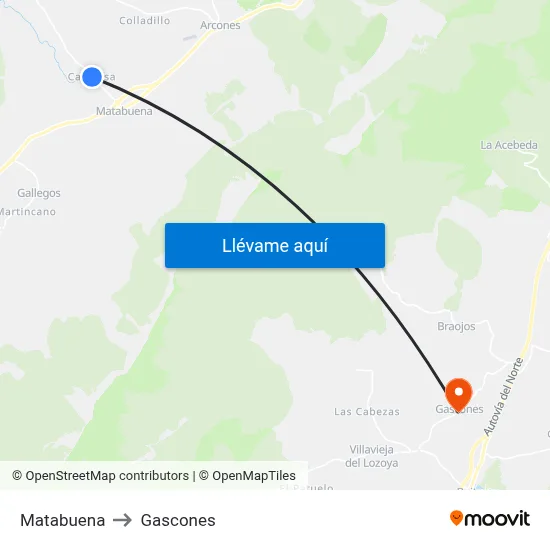 Matabuena to Gascones map