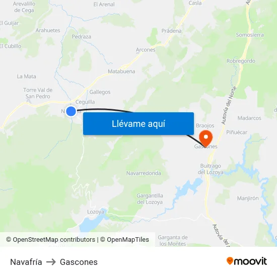 Navafría to Gascones map