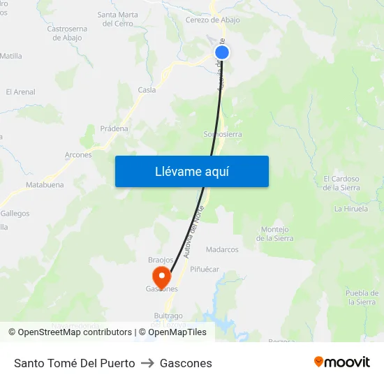 Santo Tomé Del Puerto to Gascones map