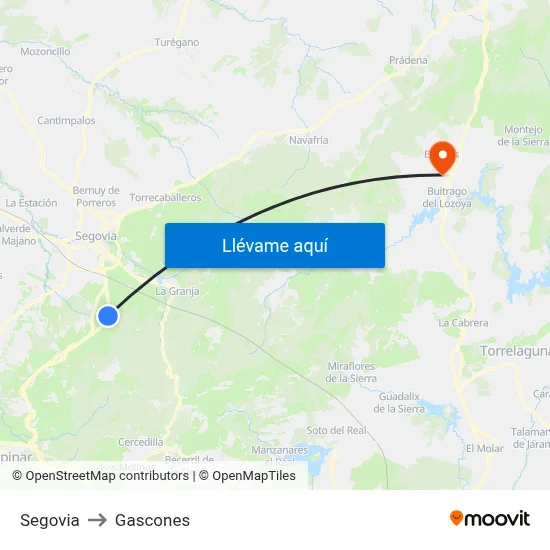 Segovia to Gascones map