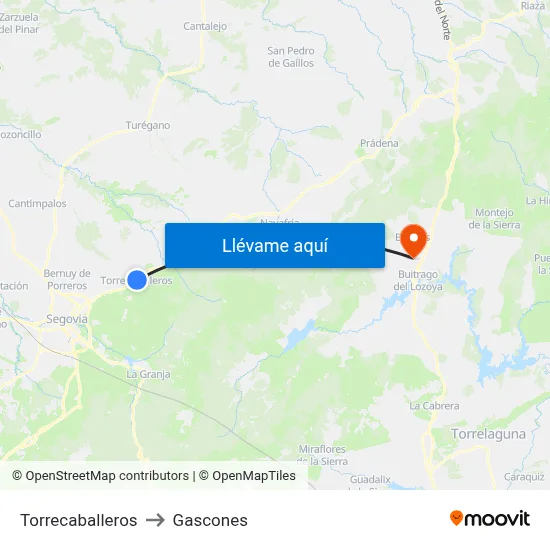 Torrecaballeros to Gascones map
