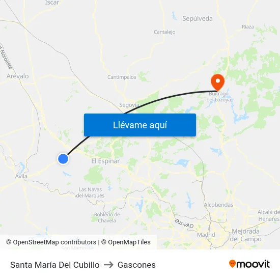 Santa María Del Cubillo to Gascones map