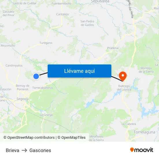 Brieva to Gascones map