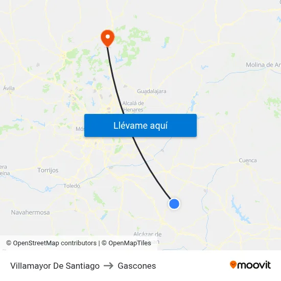 Villamayor De Santiago to Gascones map