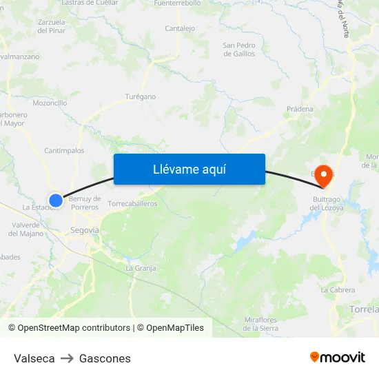 Valseca to Gascones map